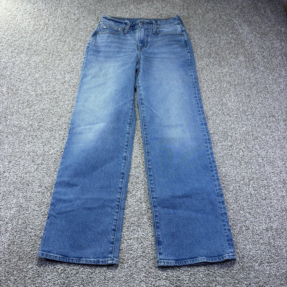 J Crew 96 Full Length Slim Wide Jeans Womens 23P Blue Light Wash High Rise Denim